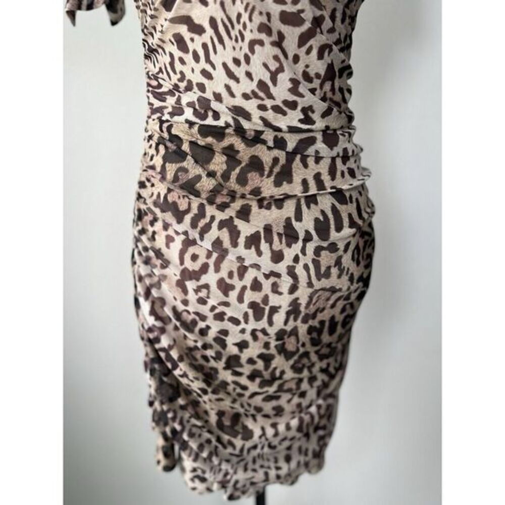 Guess Women's Medium Tecla Bow Jaguar Cat Print Ruffled‎ Padded Bust Dress - Picture 7 of 15